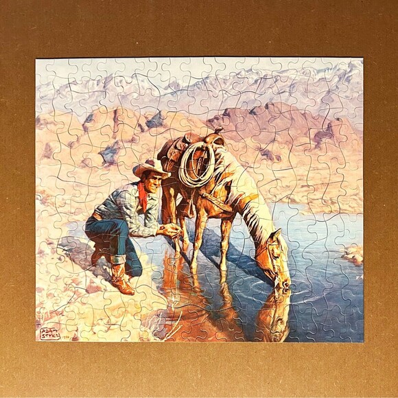 Vintage 1950s Two Friends Cowboy & Horse 304 Piece Guild Jigsaw Puzzle-Complete - Picture 3 of 9